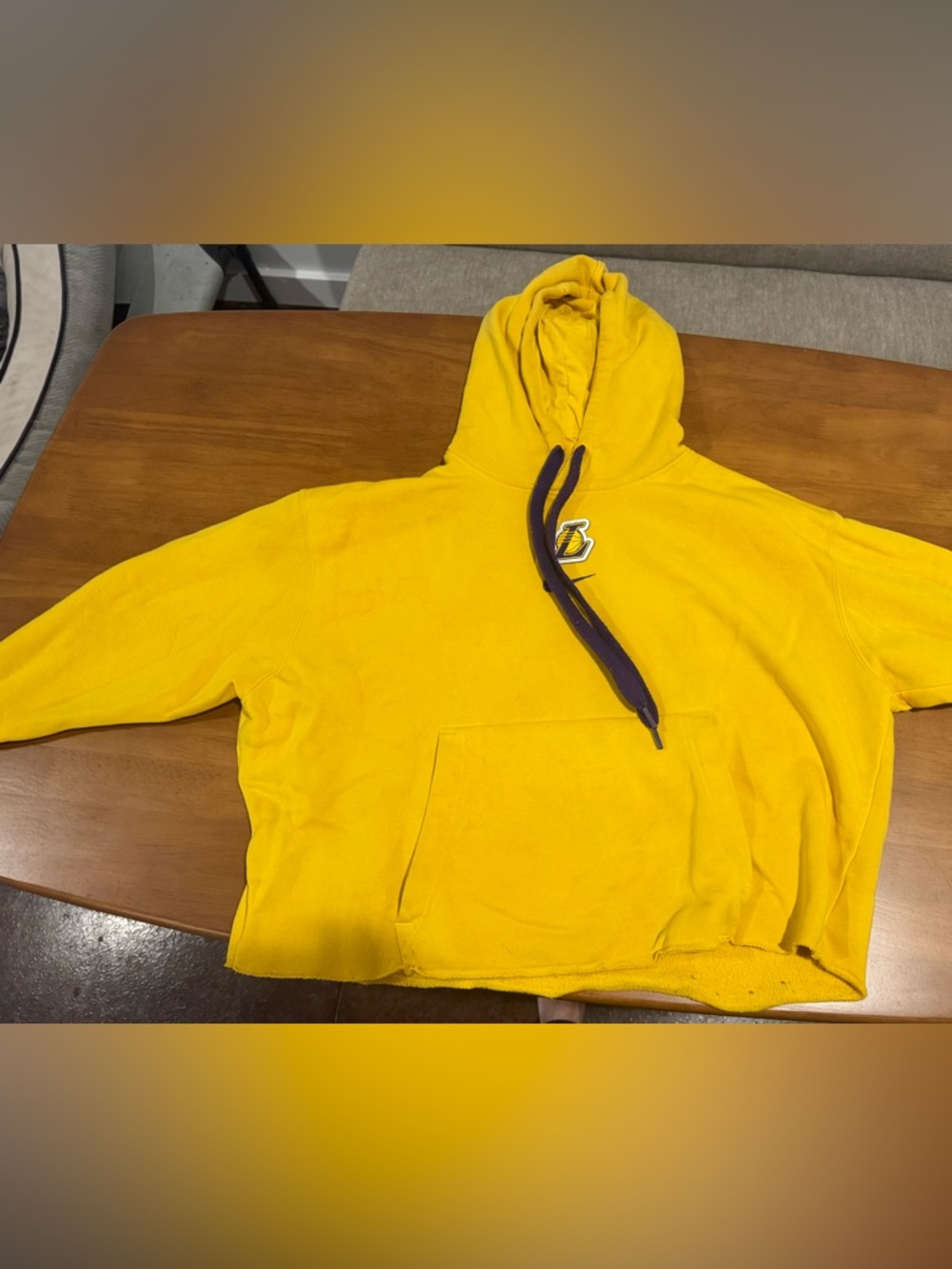 NBA Yellow Hoodie with Purple Drawstrings